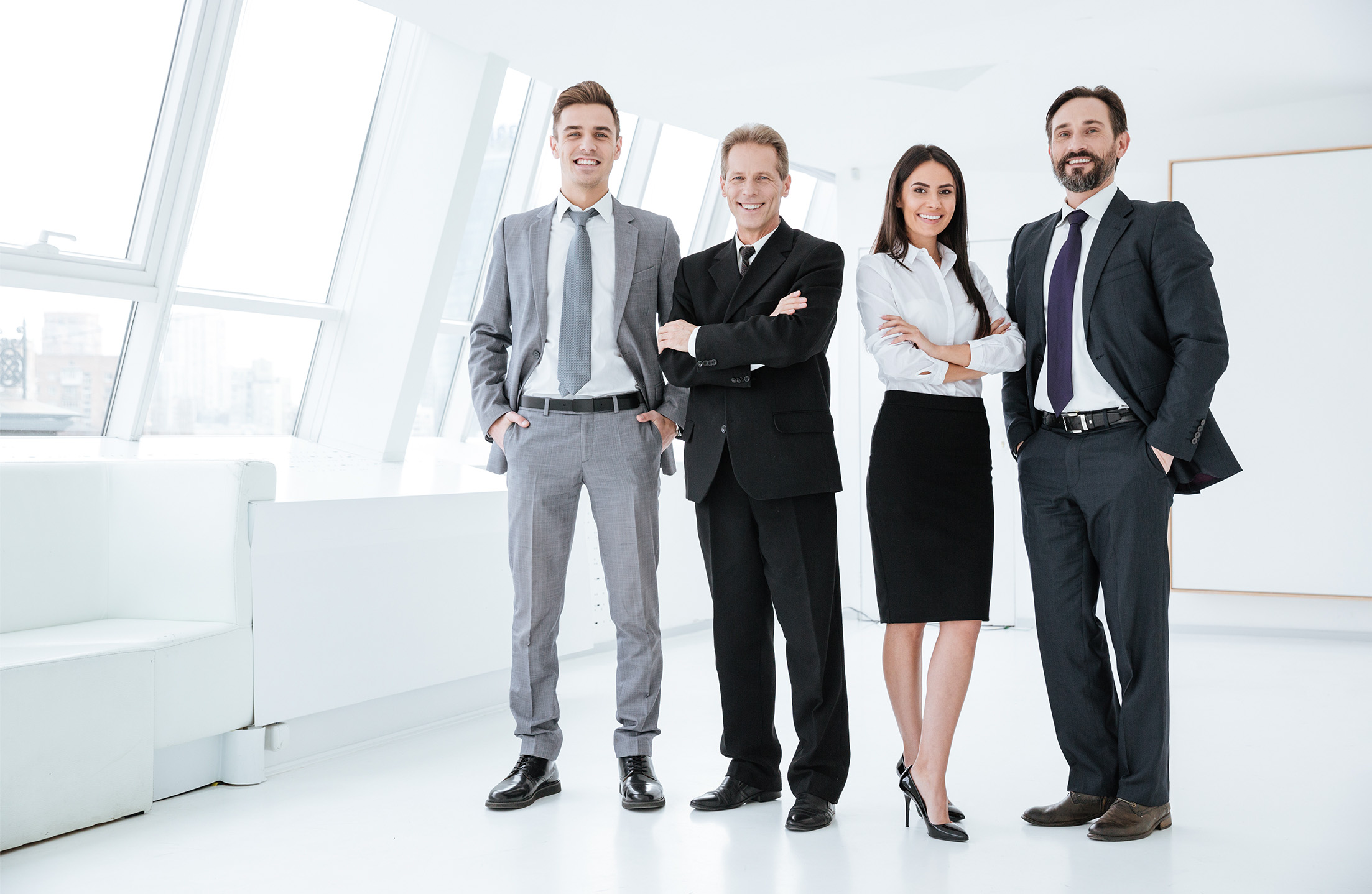 professional team in black and white attire