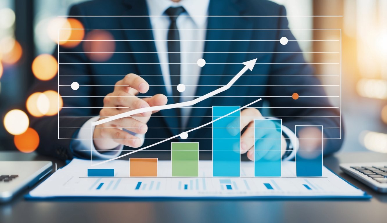 A chart with various data points and graphs representing market size and product marketing analysis